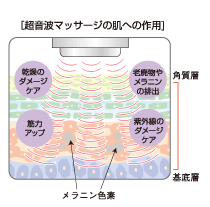 超音波の肌への作用の図