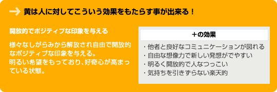 黄色は人に対してこういう効果をもたらす事が出来る！