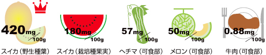 食品中のシトルリン含有量 （100g中）