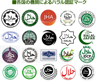 各国の機関によるハラール認証マーク