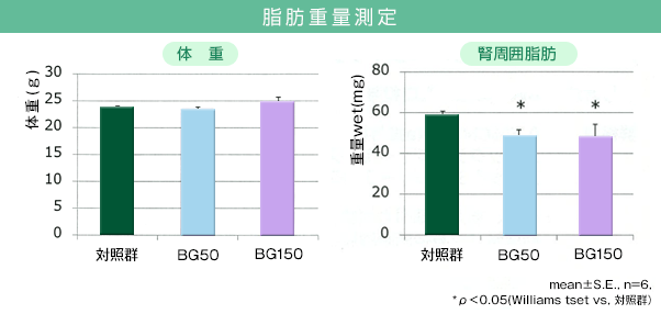 ブラックジンジャーエキス摂取による体重変動のグラフ