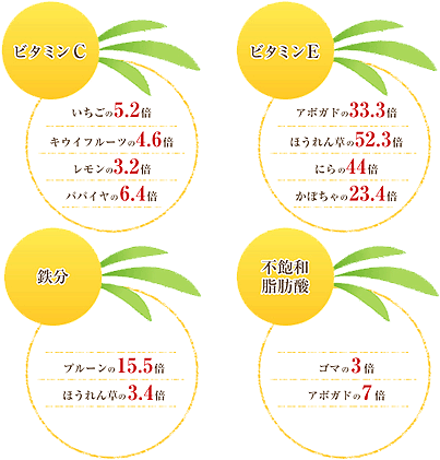 チャチャルガン(サジー）とフルーツとの含有成分の比較