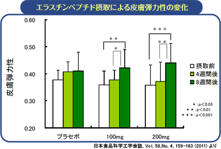 エラスチンペプチド摂取による皮膚弾力性の変化