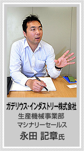 ガデリウス株式会社 生産機械事業部 マシナリーセールス　永田　記章氏