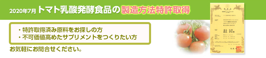 トマト乳酸発酵食品の製造方法特許取得