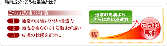 こうね馬油は、通常の馬油よりさらに高い浸透力