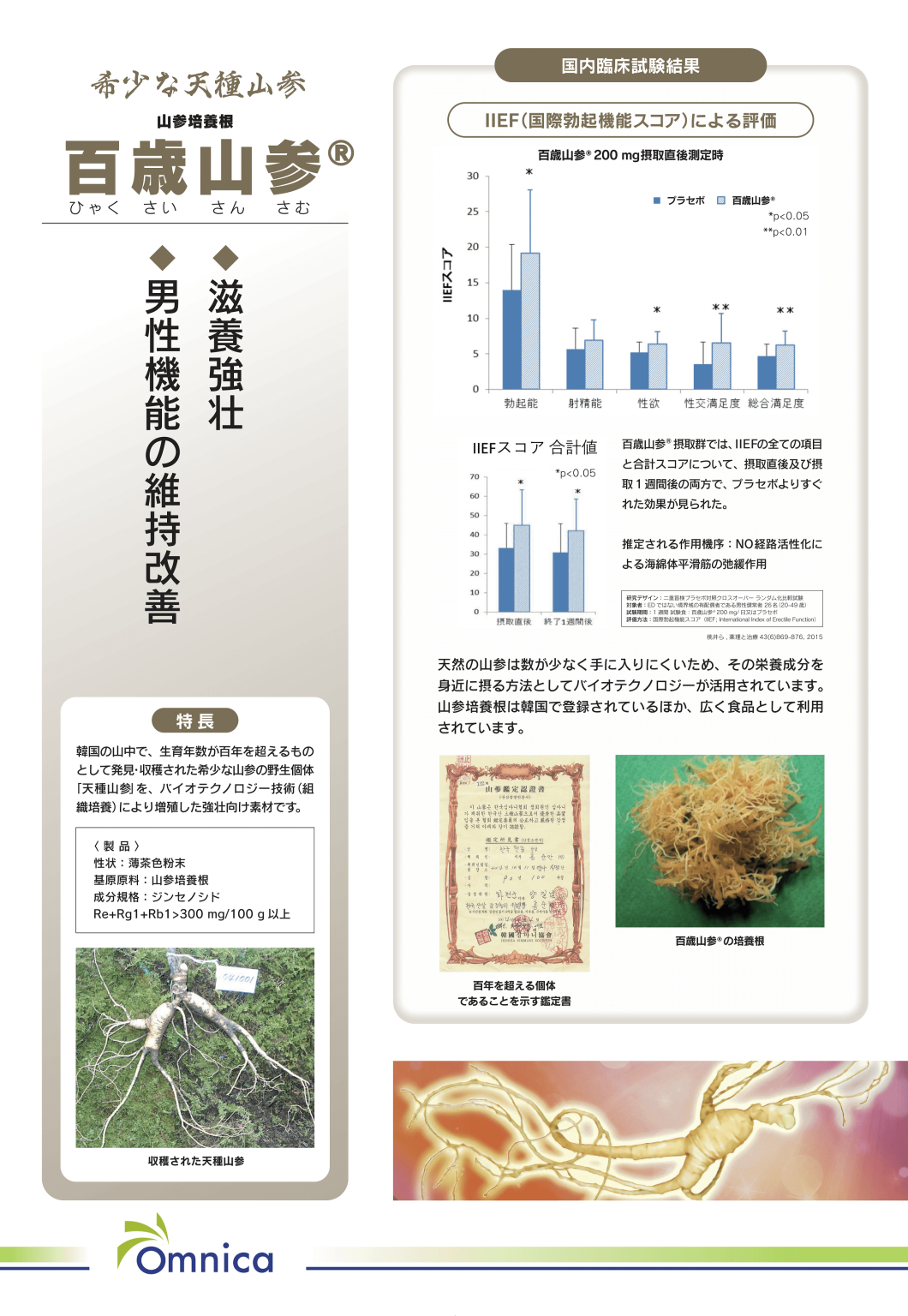 百歳山参（ヒャクサイ サンサム）［機能性表示食品対応素材］