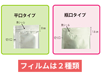 平口タイプ
弾力ゼリー 柔らかいゼリー
瓶口タイプ
液体ドリンク ジュレ ペースト等