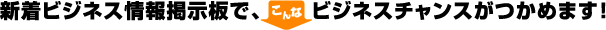 新着ビジネス情報掲示板でこんなビジネスチャンスがつかめます